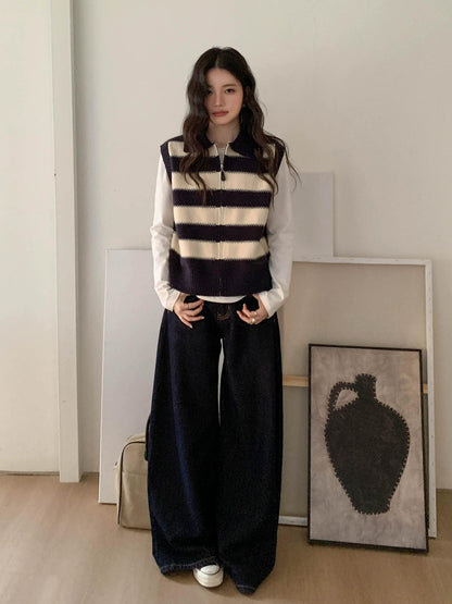 スプリング カラーブロック ニット ベスト