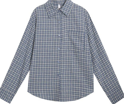 シックなチェックシャツブラウス