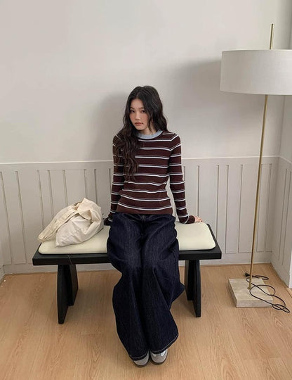 アーバンストライプニットトップ