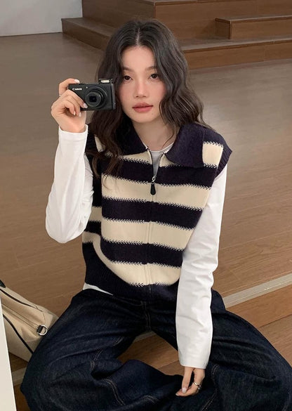 スプリング カラーブロック ニット ベスト