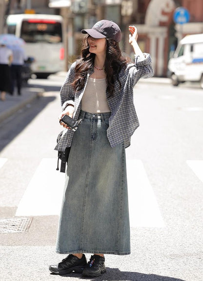 シックなチェックシャツブラウス