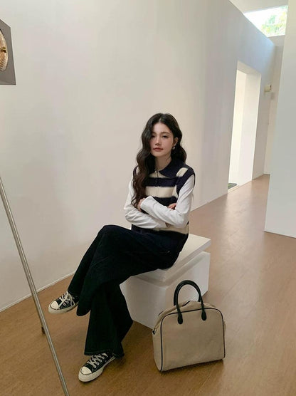 スプリング カラーブロック ニット ベスト